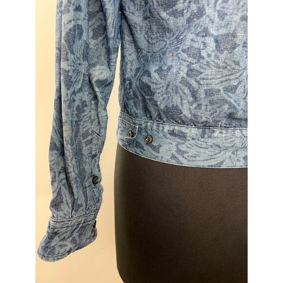 Isabel Marant Etoile Blue Cotton Linen Blend Brocade Denim Jacket Size 36 - Picture 4 of 10